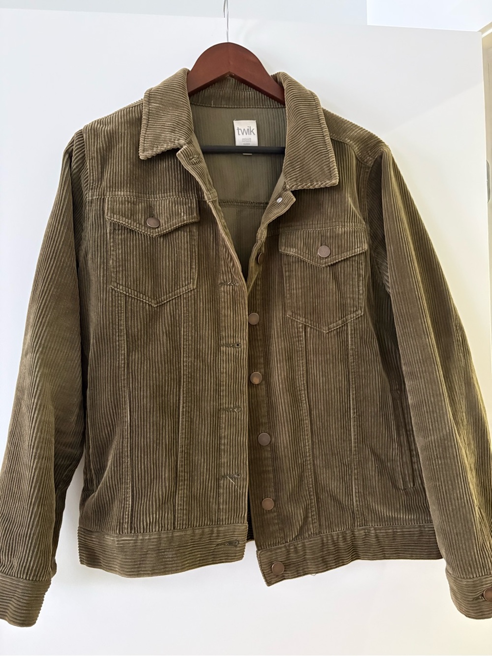 twik Olive Corduroy Trucker Jacket